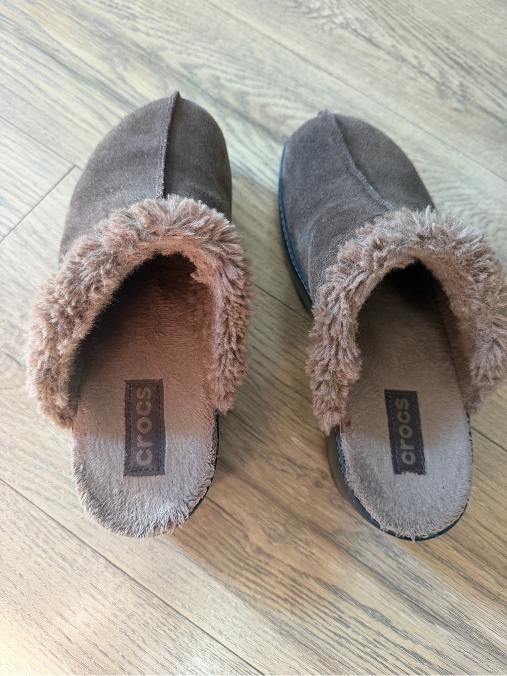 CROCS Women’s Brown Faux-Fur Lined Slip-On Clogs